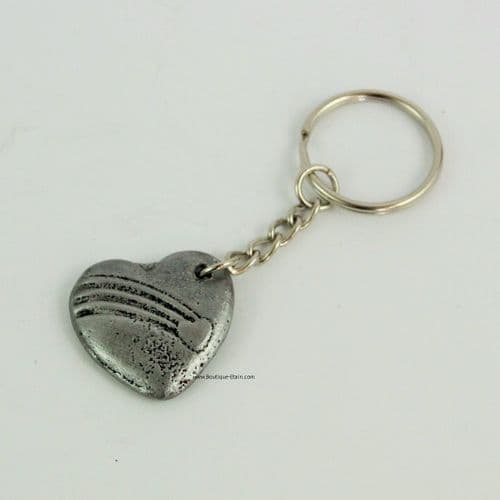 Porte clef coeur en étain massif