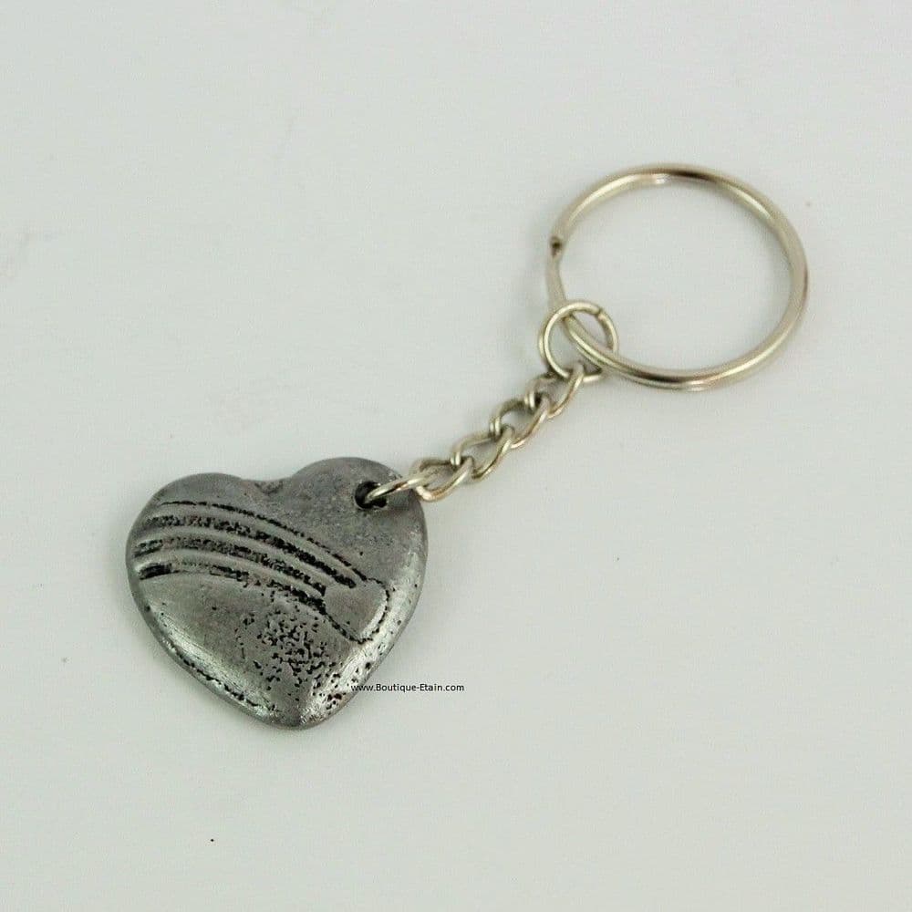 Porte clef coeur en étain massif