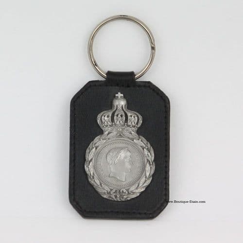 Porte clef Empire en cuir et étain
