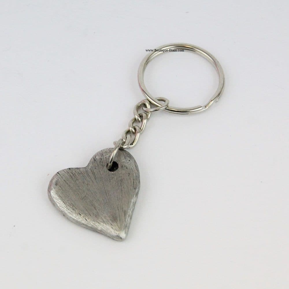 Porte clef forme coeur en étain massif