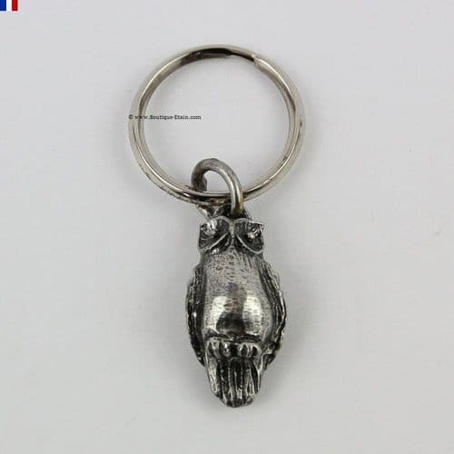 Porte clef hibou grand papa chouette en étain