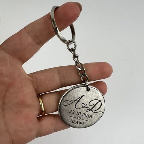 Porte clef rond 4 cm porte-clés en étain gravé
