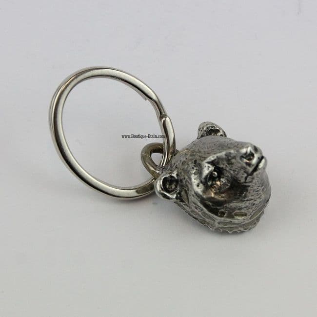 Porte clef tête d'ours en étain ou grizzli
