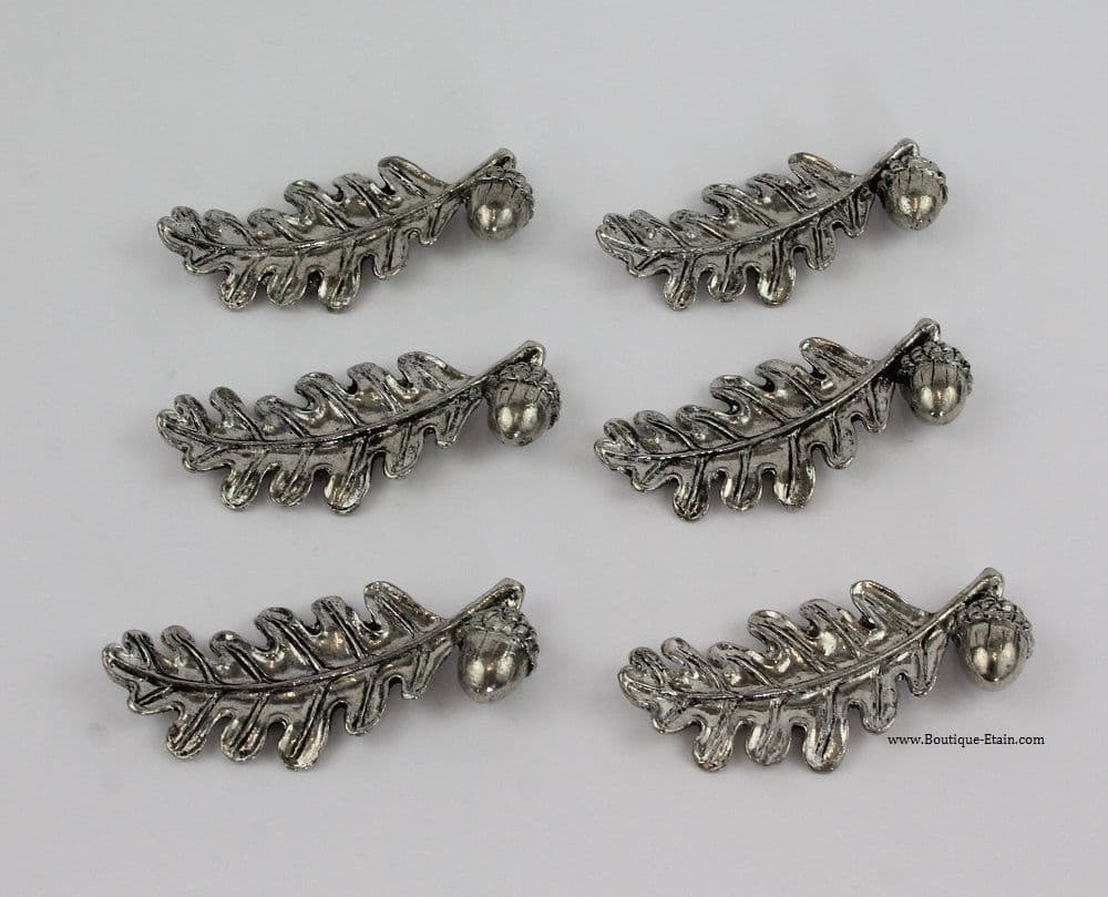 Porte couteau feuille de chêne et gland en étain