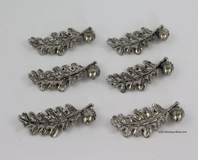 Porte couteau feuille de chêne et gland en étain