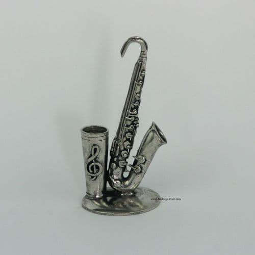 Porte mine ou plume en étain motif saxophone