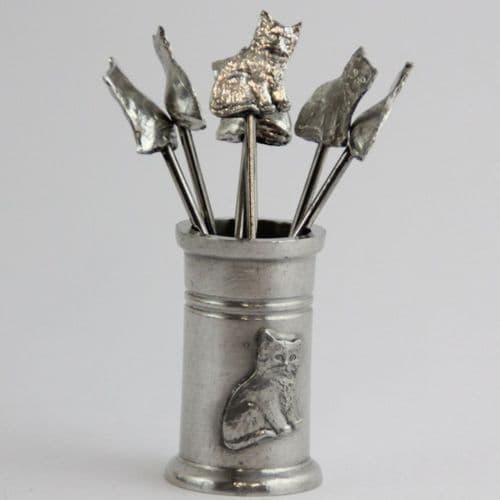 Porte piques apéro décor Chat en étain