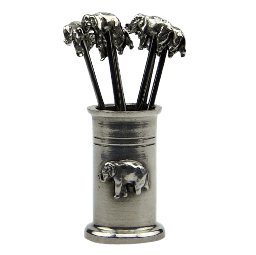Porte piques apéro décor Elephant en étain