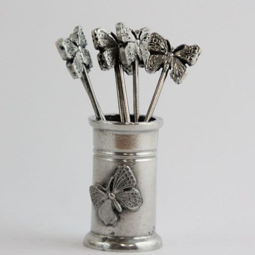 Porte piques apéro décor Papillon en étain