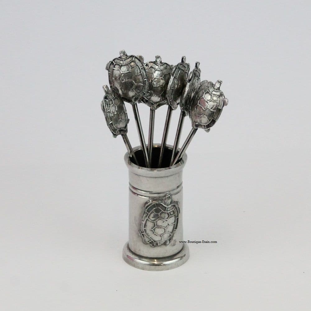 Porte piques apéro décor Tortue en étain