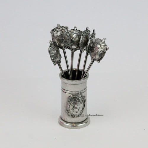 Porte piques apéro décor Tortue en étain