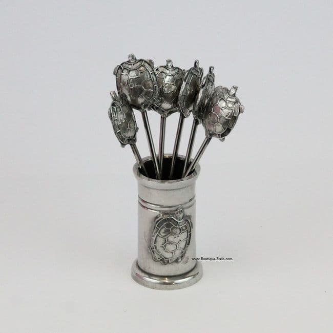 Porte piques apéro décor Tortue en étain