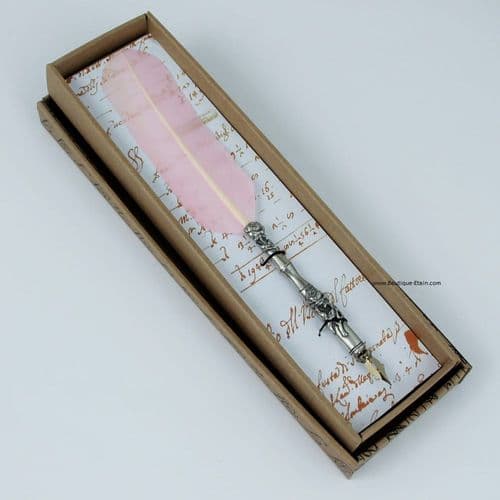 Porte Plume en étain décor Rose 2