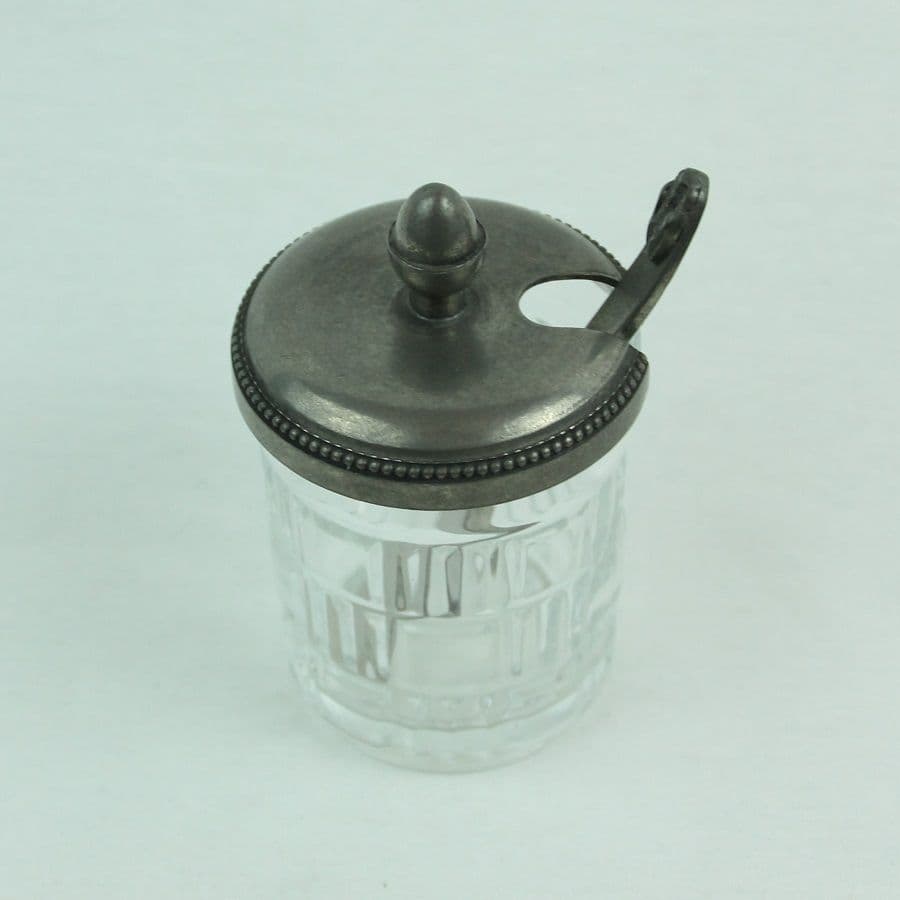 Pot à condiment ou à moutarde, sucrier en étain