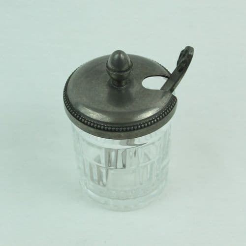 Pot à condiment ou à moutarde, sucrier en étain