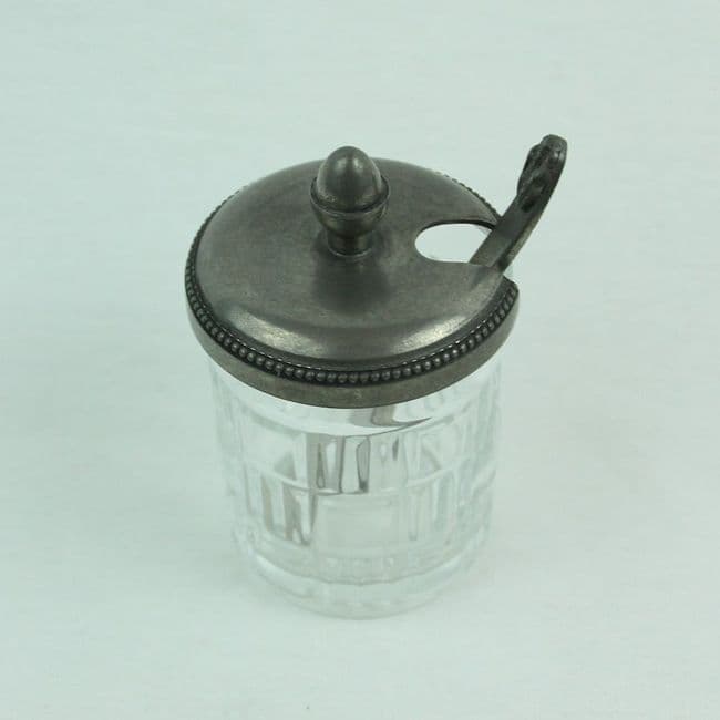 Pot à condiment ou à moutarde, sucrier en étain
