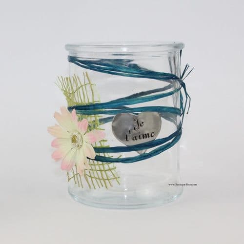 Pot à crayon, vase avec coeur en étain "Je t'aime"