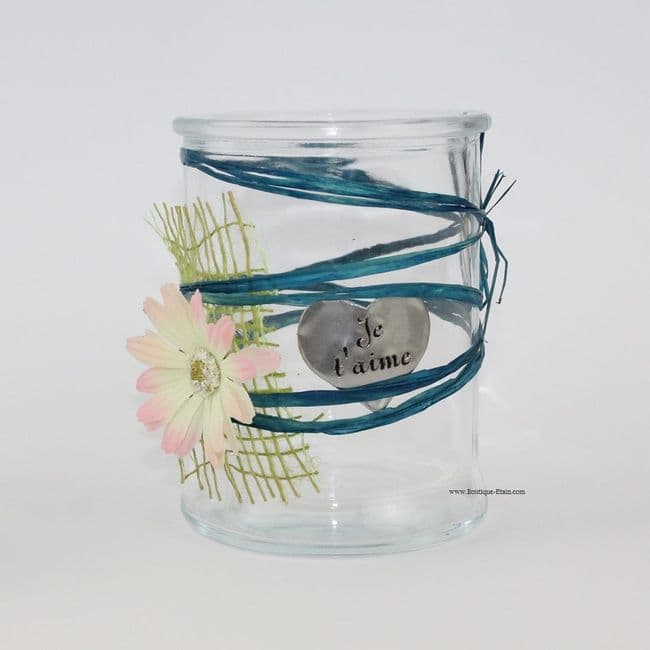 Pot à crayon, vase avec coeur en étain