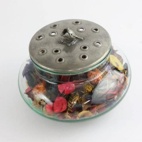Pot pourri en verre et étain