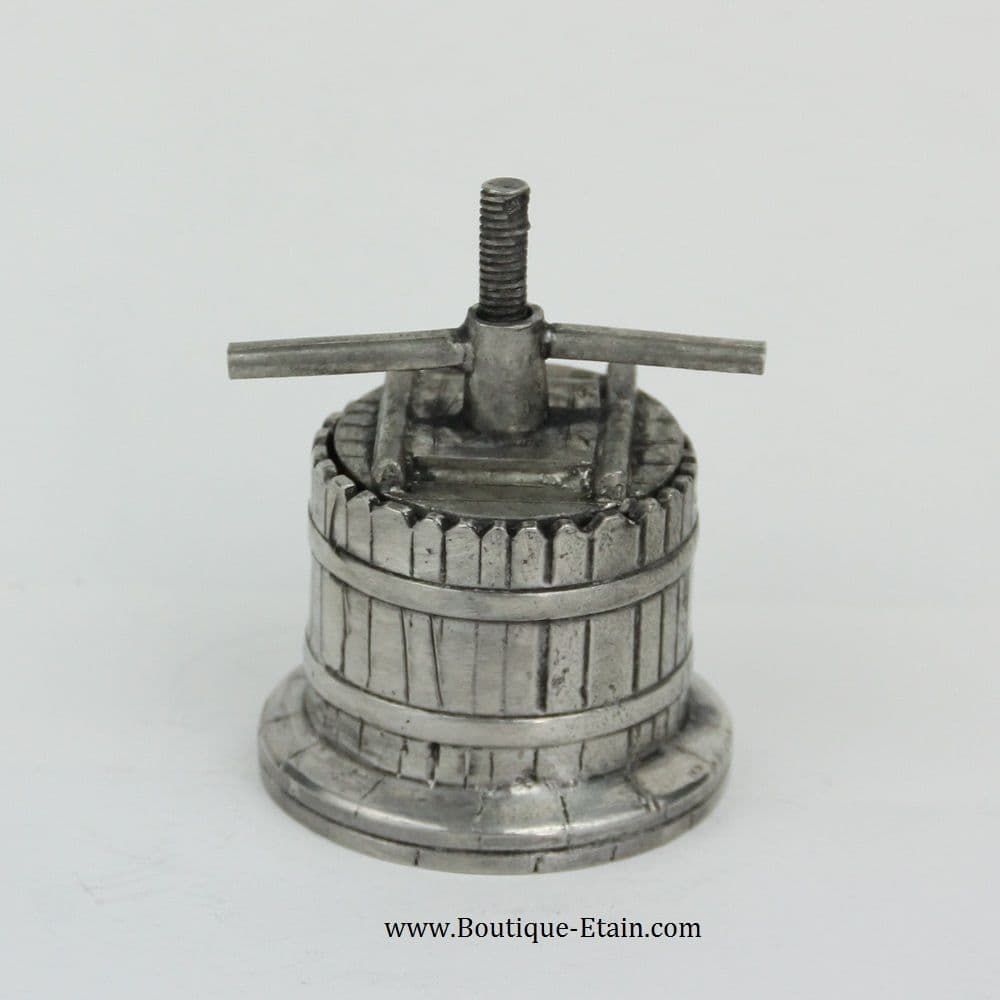 Pressoir à raisin miniature en étain à collectionner