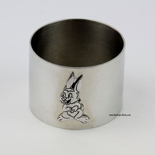 Rond de serviette lapin en étain brillant