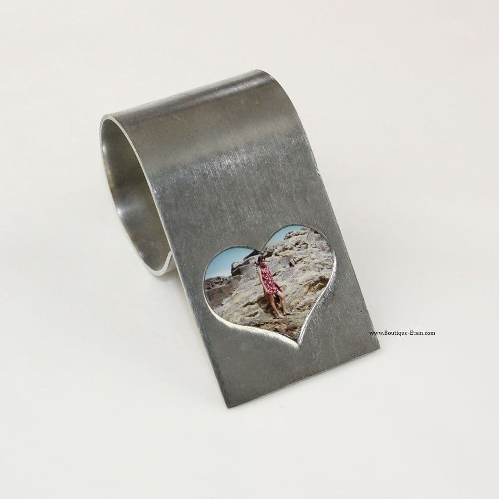 Rond de serviette porte photo forme coeur