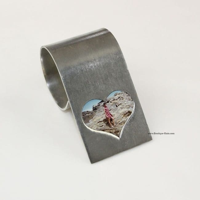Rond de serviette porte photo forme coeur