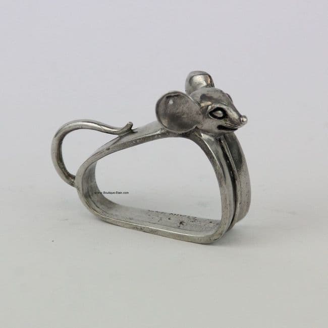 Rond de serviette souris en étain
