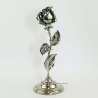 Rose en étain colorée avec socle 21 cm