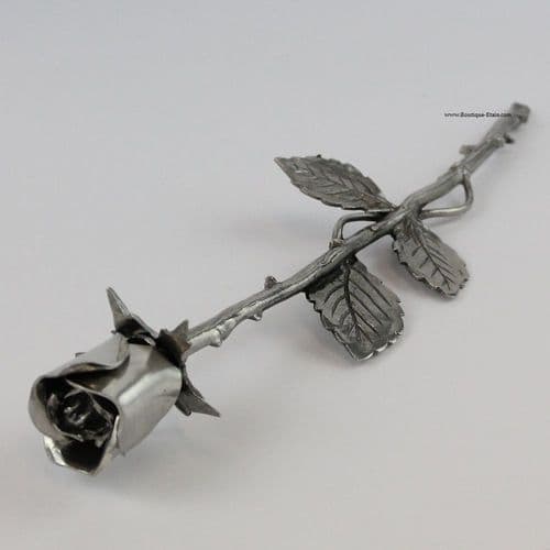 Rose en étain tige 29 cm