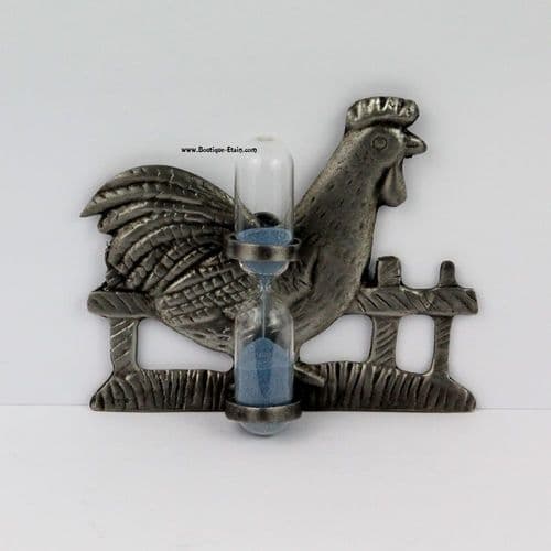 Sablier poule ou coq en étain