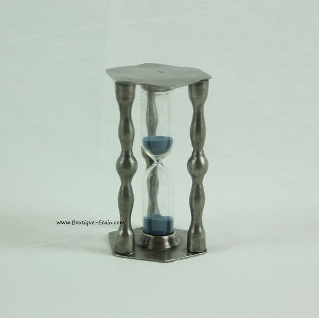 Sablier à sable bleu en étain