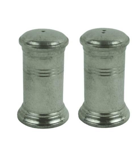 Salière et poivrier en étain style rustique