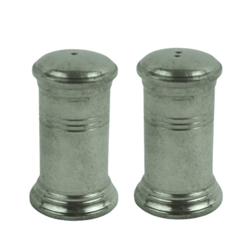 Salière et poivrier en étain style rustique