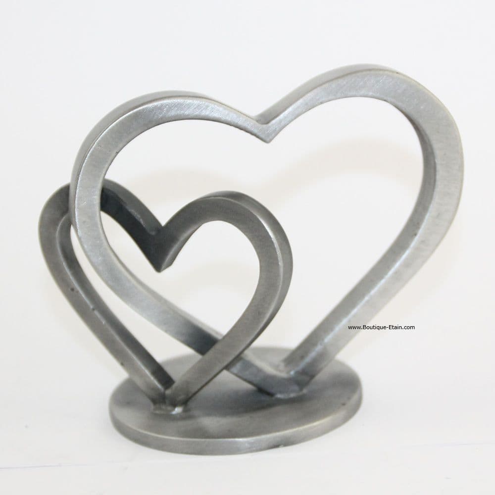 Sculpture coeurs en étain