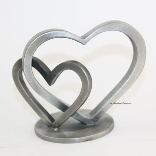 Sculpture coeurs en étain