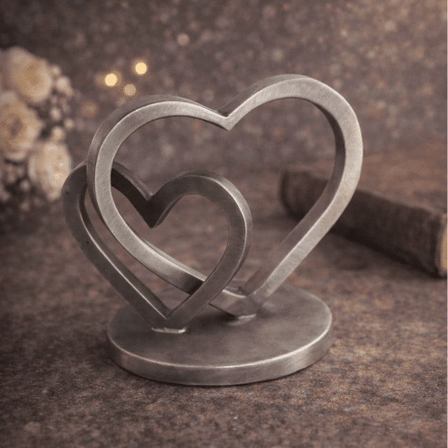 Sculpture coeurs en étain