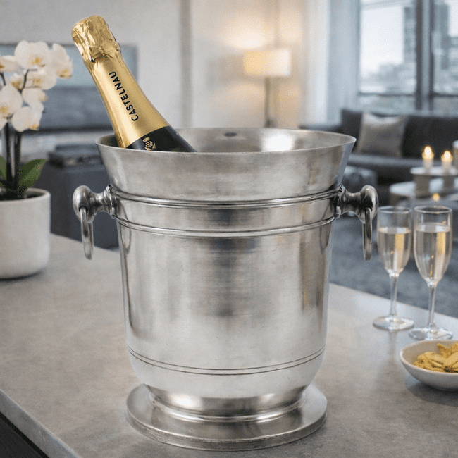 Seau à champagne en étain massif personnalisable