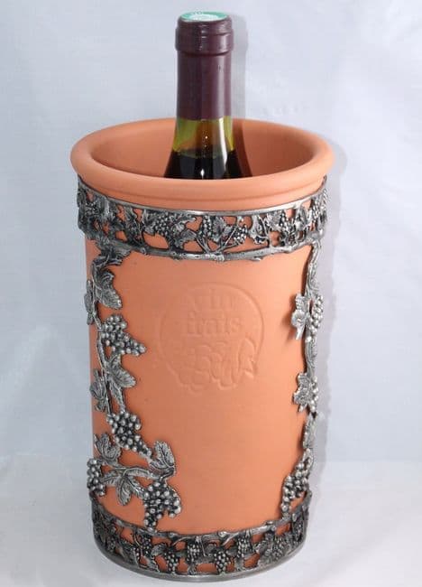 Seau à vin rafraichisseur en argile et étain