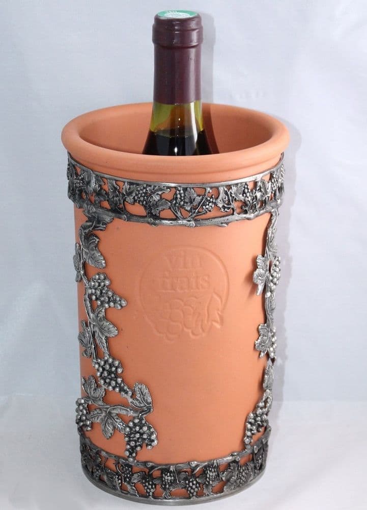 Seau à vin rafraichisseur en argile et étain