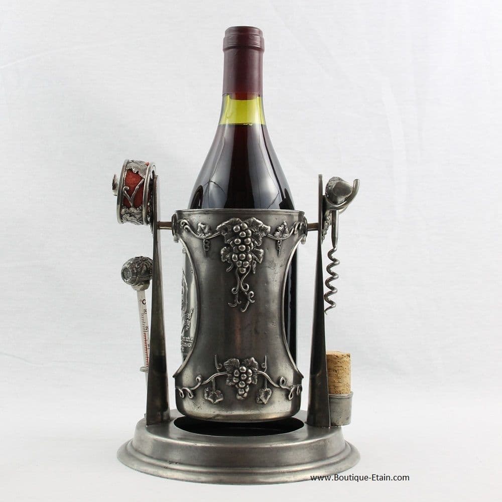 Service à vin à bascule + thermomètre + tire-bouchon + lèche goutte
