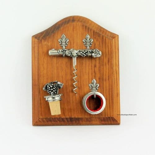 Service à vin mural en bois et étain