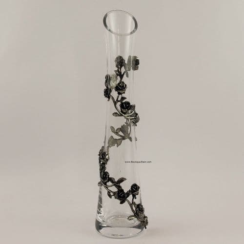 Soliflore fleuri en étain