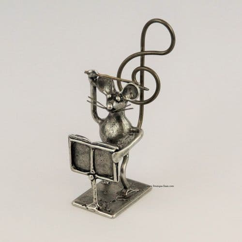 Souris chef d'orchestre en étain