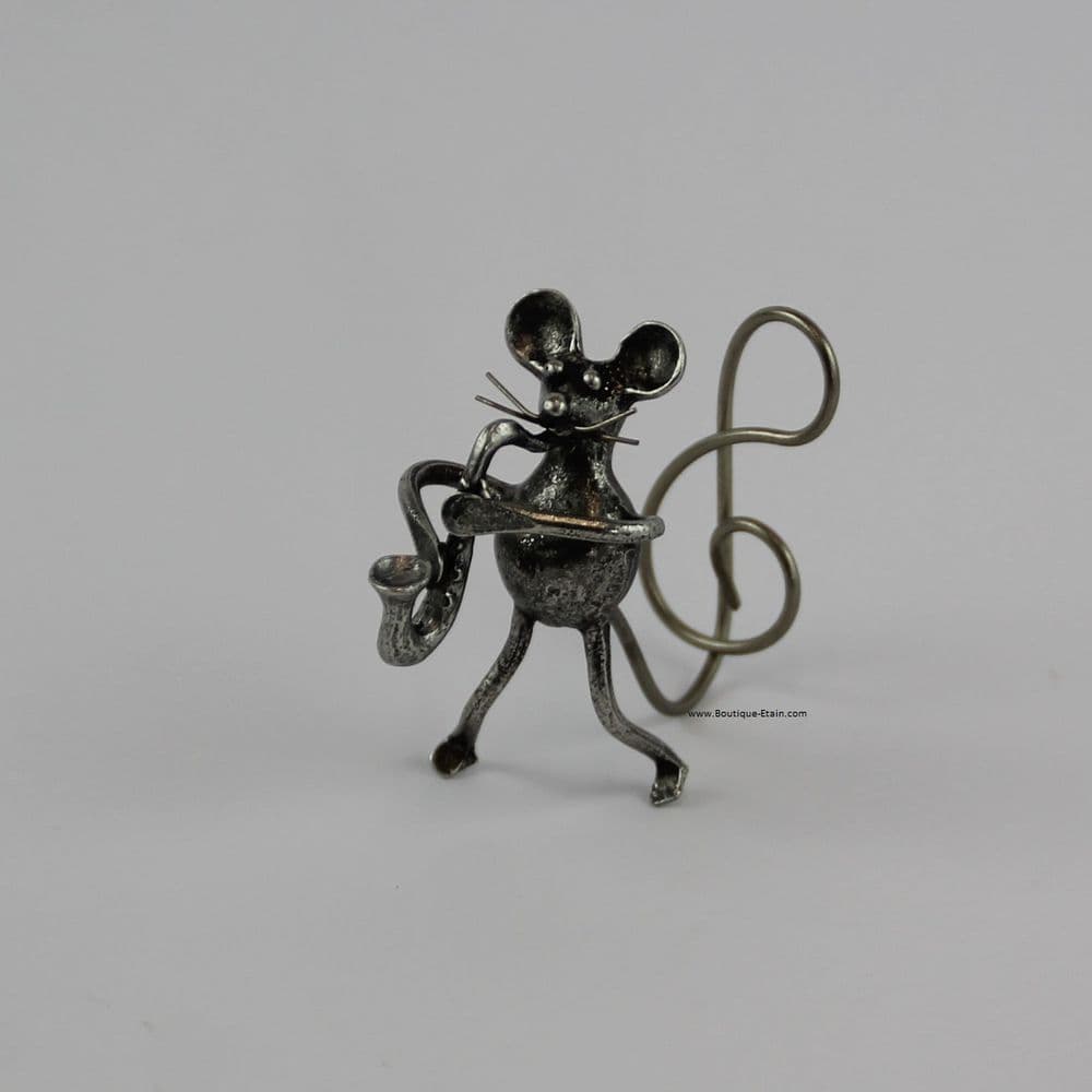 Souris debout le Saxophone en étain
