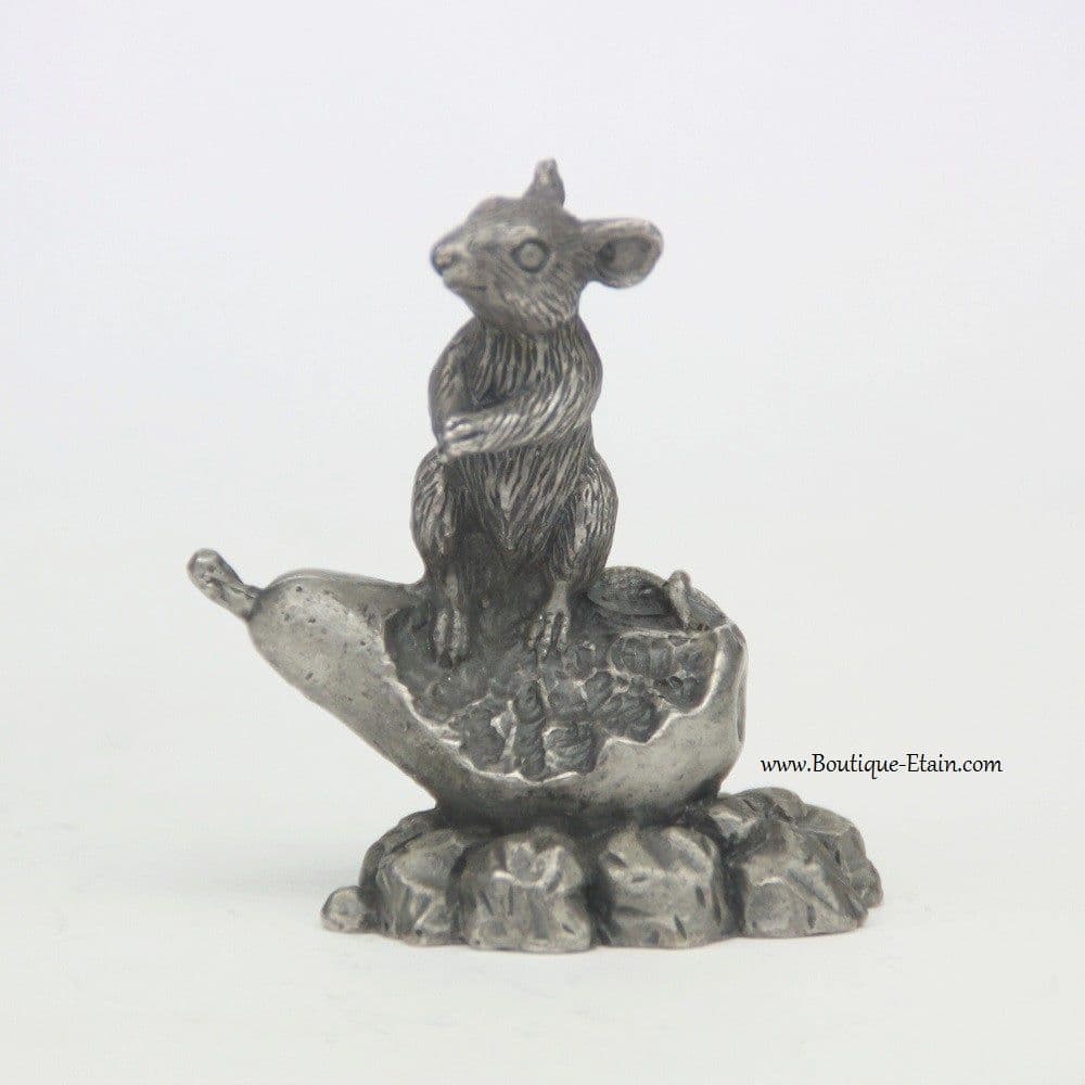 Souris gourmande en étain – Figurine 6,5 cm