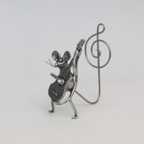Souris Johnny guitariste en étain massif – Michel Laude