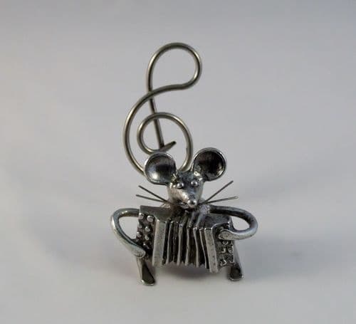 Souris musicienne l'accordéon en étain