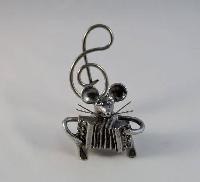 Souris musicienne l'accordéon en étain