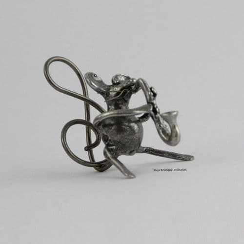 Souris musicienne le Saxophone en étain